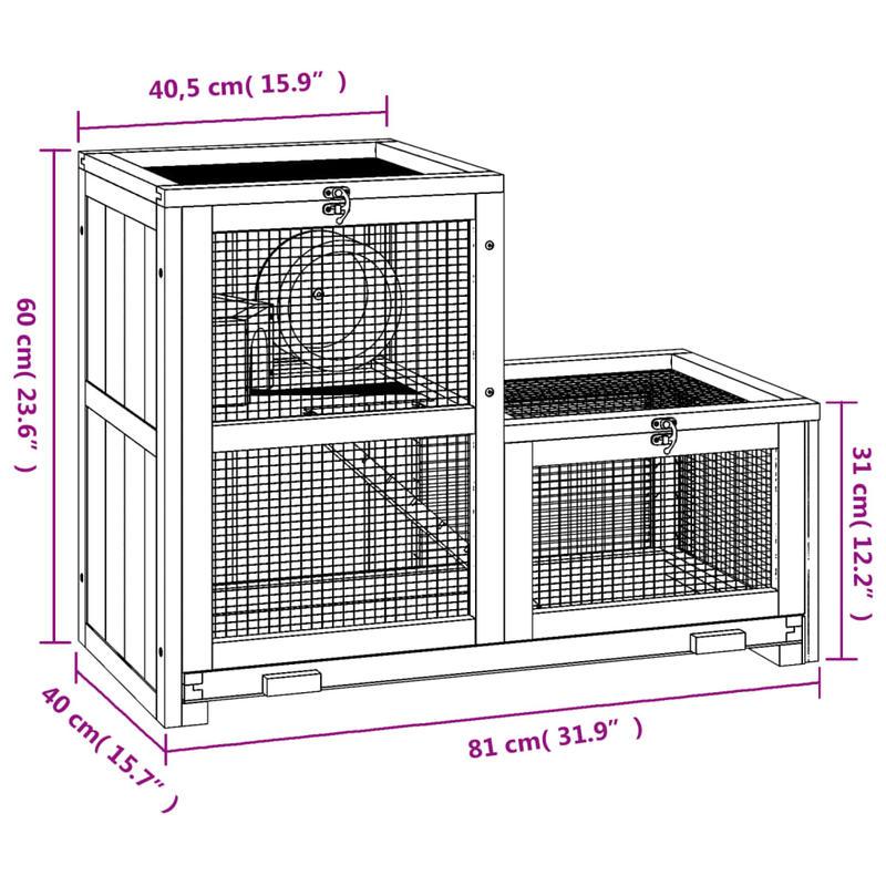 Konijnenkooi – Houten Kooi – Konijnenhok – Binnenkooi – Buitenkooi Marrone – Stevige Houten Constructie – Afneembare Lade 81x40x60 cm