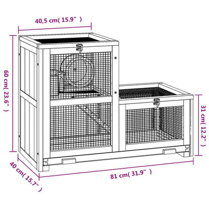 Konijnenkooi – Houten Kooi – Konijnenhok – Binnenkooi – Buitenkooi Marrone – Stevige Houten Constructie – Afneembare Lade 81x40x60 cm