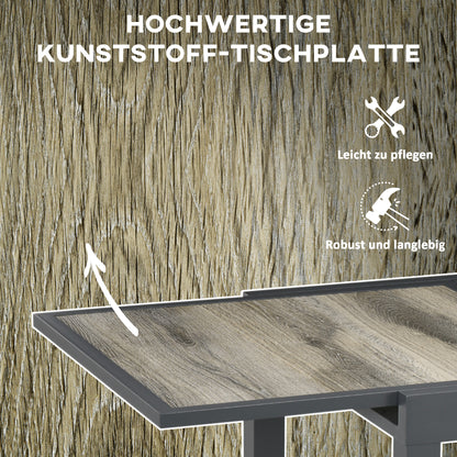 Uitschuifbare Tuintafel – Tuinset Tafel – Buiten Tafel – Terrastafel – Balkon Tafel – Aluminium Frame – Houtlook Tafelblad – Beige+Grijs – 160x80x75 cm