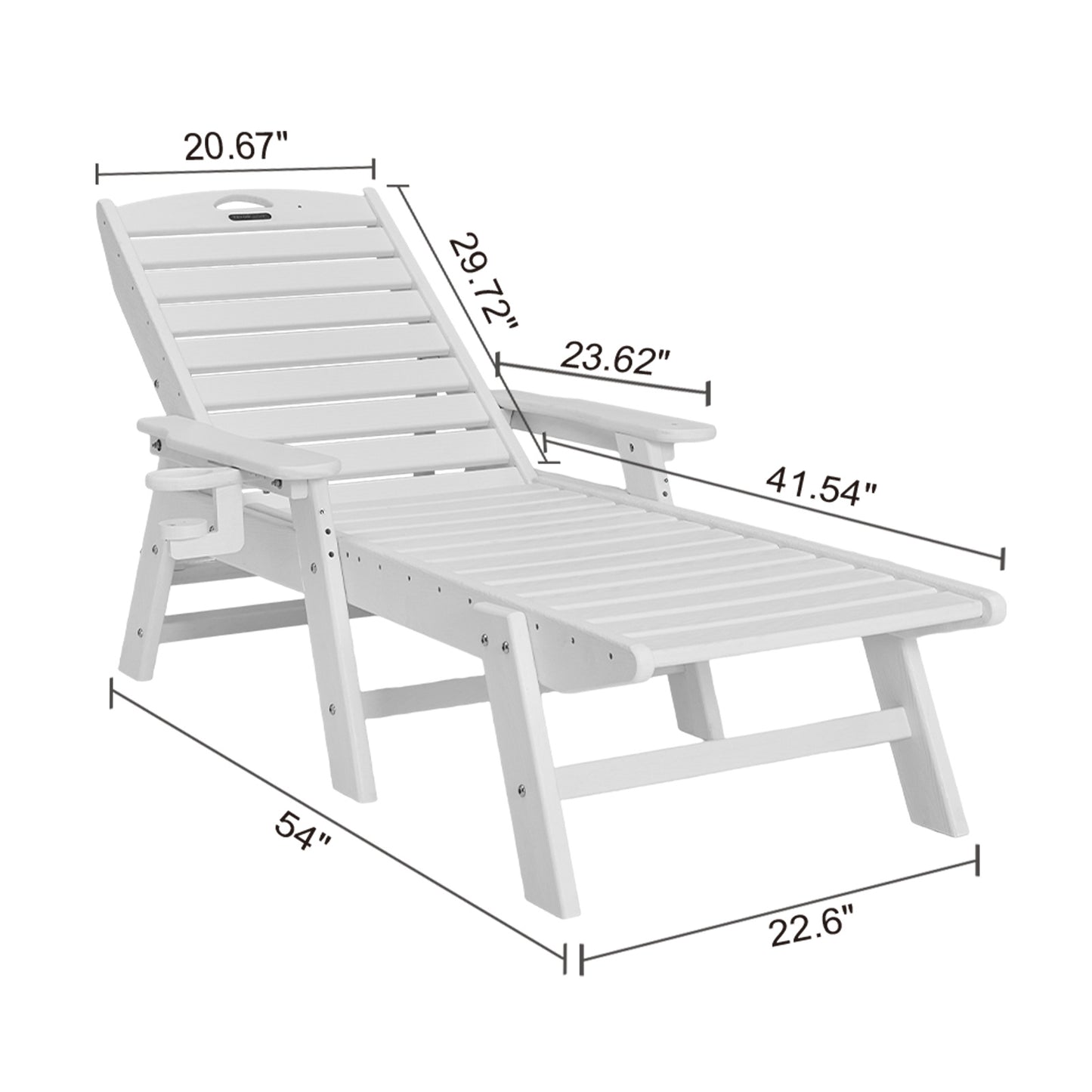 Ligstoel – Chaise Lounge – Tuinstoel – Ligbed – Loungestoel – Weerbestendig HDPE – 6 Instelbare Standen & 181 kg Draagvermogen