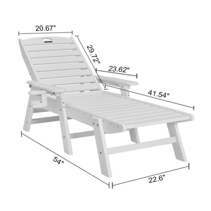 Ligstoel – Chaise Lounge – Tuinstoel – Ligbed – Loungestoel – Weerbestendig HDPE – 6 Instelbare Standen & 181 kg Draagvermogen