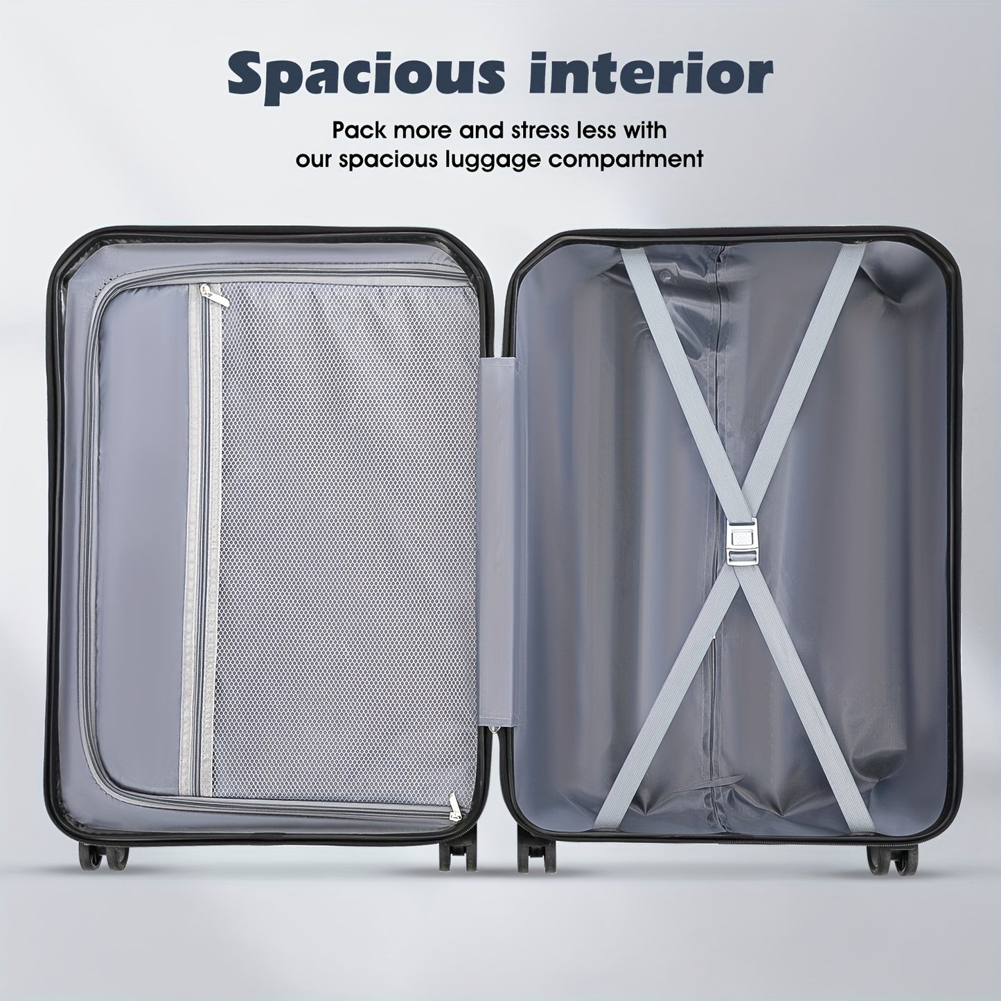 Luggage Set of 4 -12"/20"/24"/28" Expandable Suitcases, Upgraded Zipper, Durable ABS Hard Shell, Blue