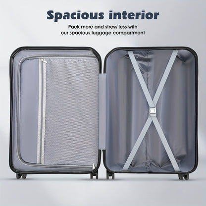 Luggage Set of 4 -12"/20"/24"/28" Expandable Suitcases, Upgraded Zipper, Durable ABS Hard Shell, Blue