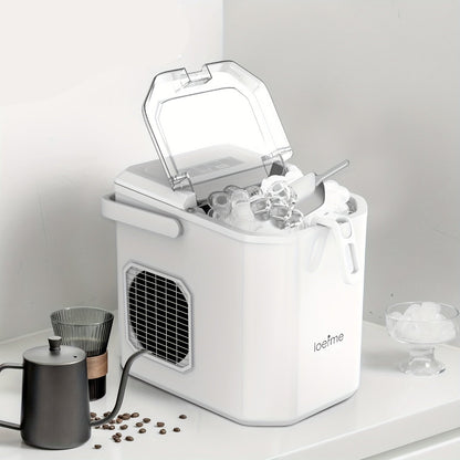IJsmaker – IJsblokjesmaker – IJsdispenser – IJsapparaat – Kogelvormige IJsmaker Wit – Compact & Draagbaar – Zelfreinigend Met IJskrabber