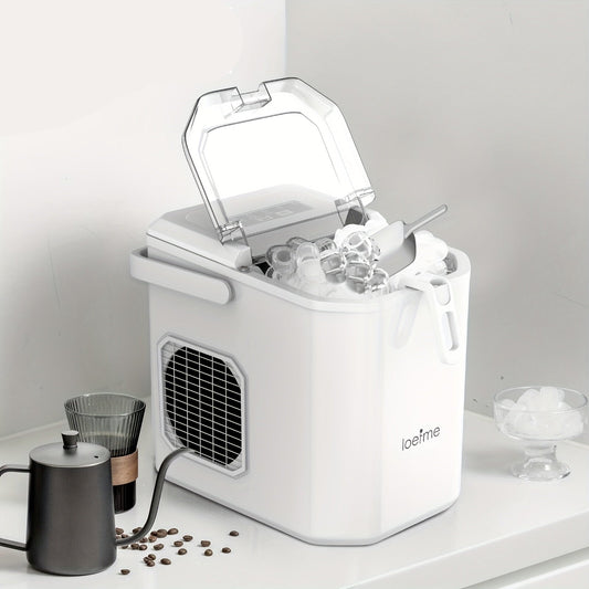IJsmaker – IJsblokjesmaker – IJsdispenser – IJsapparaat – Kogelvormige IJsmaker Wit – Compact & Draagbaar – Zelfreinigend Met IJskrabber
