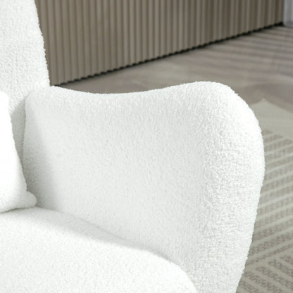 Schommelstoel – Relaxstoel – Wipstoel – Schommelzetel – Loungestoel – Teddy Stof – Met Metalen Onderstel – Voorzien Van Zijzak – Ergonomische Rugleuning