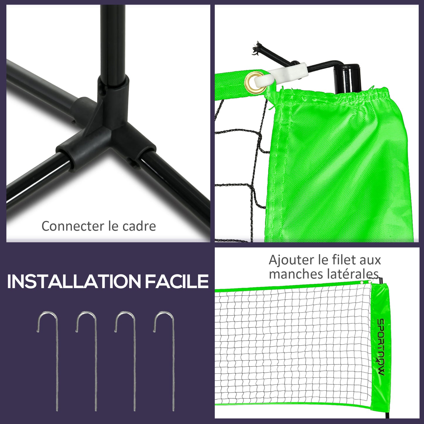 Badmintonnet – Pickleball Net – Volleyball Net – Sportnet – Multisport Set – Verstelbaar Net 107-155 cm – Duurzaam PE Materiaal