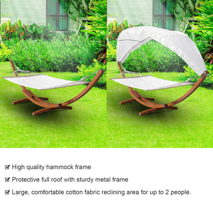 Dubbele Hangmat – Hangmat Met Frame – Tuinhangmat – Tuinmeubel – Larikshouten Frame – Zonnedak – 200 Kg Draagkracht
