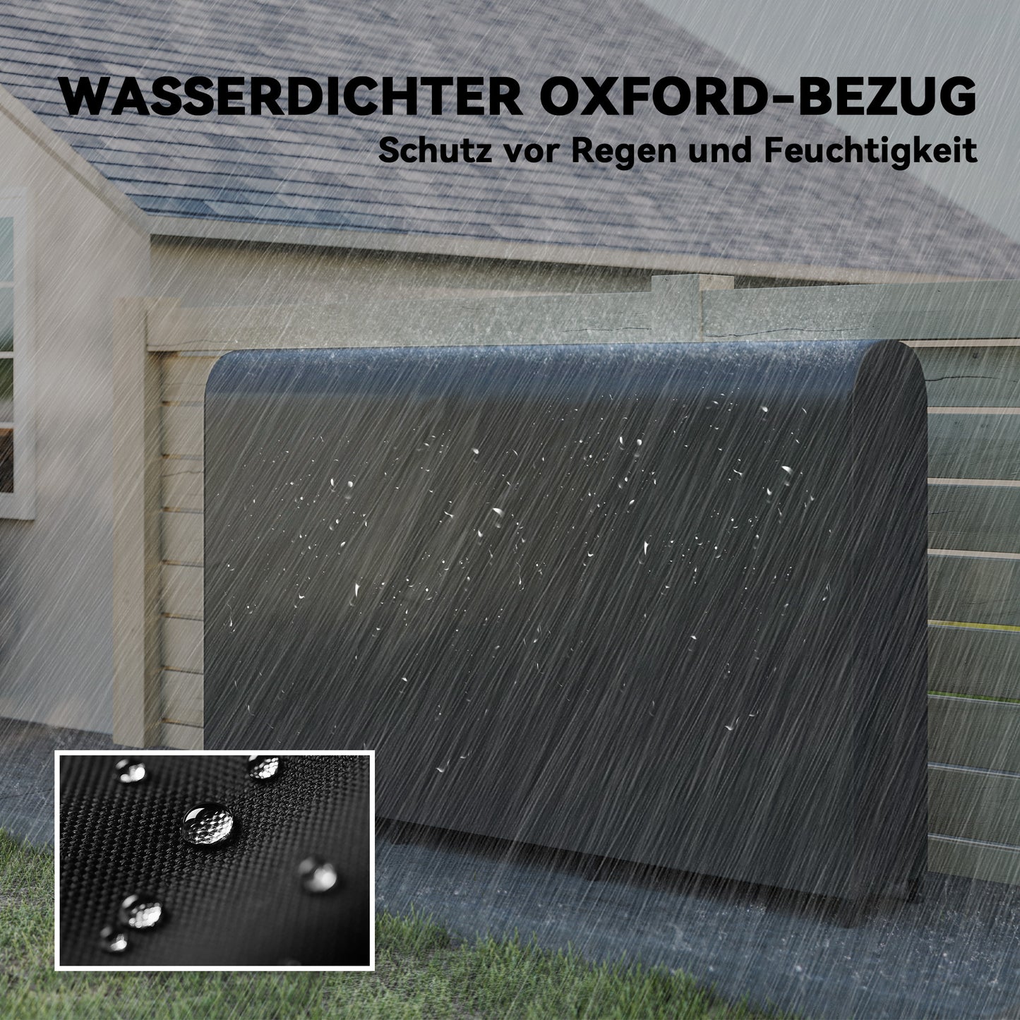 Houtrek – Houtopslag – Brandhoutrek – Buitenhaardrek – Houtbewaarrek – Zwart – 199x30x121 cm – Waterdichte hoes – Max. 300 kg draagvermogen