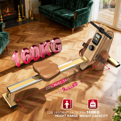 VOWVIT Magnetic Rowing Machine for Home with Wireless Monitor, Compatible for Kinomap & Fitswear App Sync, 16-Resistant Levels, Quiet Operation, Compact Vertical Storage Rowing Machine with Weight Capacity, Suitable for