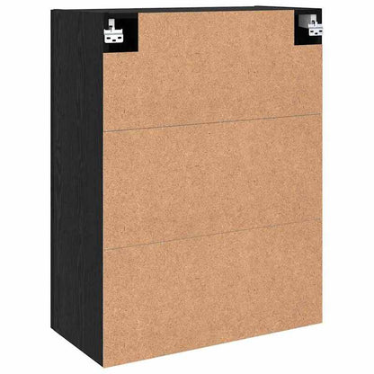 Zwarte Wandkast – Wandmeubel – Opbergkast – Hangkast – Muurbekleding – Modern Design – Duurzame MDF Eikenlook – Ruimtebesparend Verticaal 69 cm
