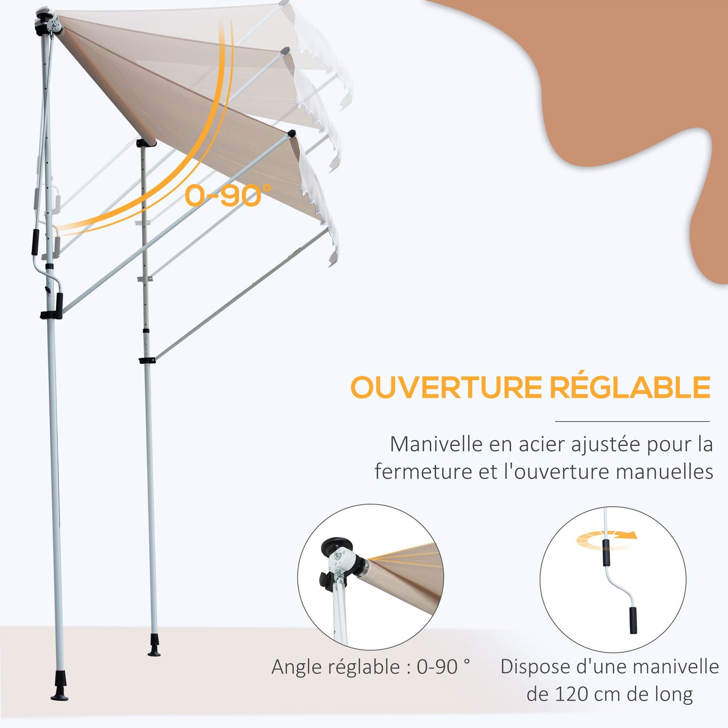 Balkonluifel – Zonnescherm – Klemluifel – Zonwering – Uittrekbare Luifel – Verstelbare Hoogte – UV-Bestendig Polyester – Aluminium Frame – Beige