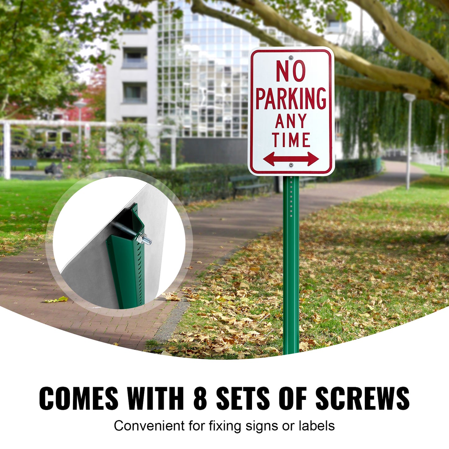 Verkeersbordpaal – Bordpaal – Verkeerspaal – Signaalpaal – Bordhouder – 8 Voet – Gegalvaniseerd Staal – Weerbestendige Groene Coating