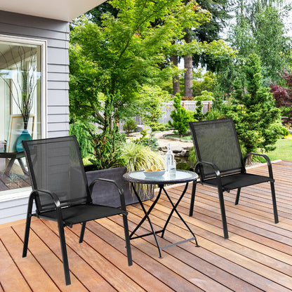 Tuinstoelen – Stapelbare Tuinstoelen – Buitensstoel – Terrasstoel – Balkonstoel – Metalen Frame – Ademend Comfortabele Zitting
