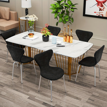 Set van 2 Moderne Klassieke Eetkamerstoelen – Zwart Fluweel met Stevige Metalen Poten – Ergonomische Rugleuning en Comfortabele Zitting – Eenvoudig te Reinigen – Perfect voor Eetkamer of Keuken
