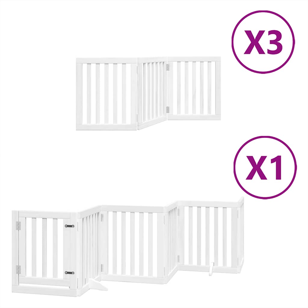 Hondenren – Hondenhek – Hondenafsluiting – Hondenbarrière – Wit – Populierenhout – Inklapbaar Met Slot – 50 x 60 x 2 cm