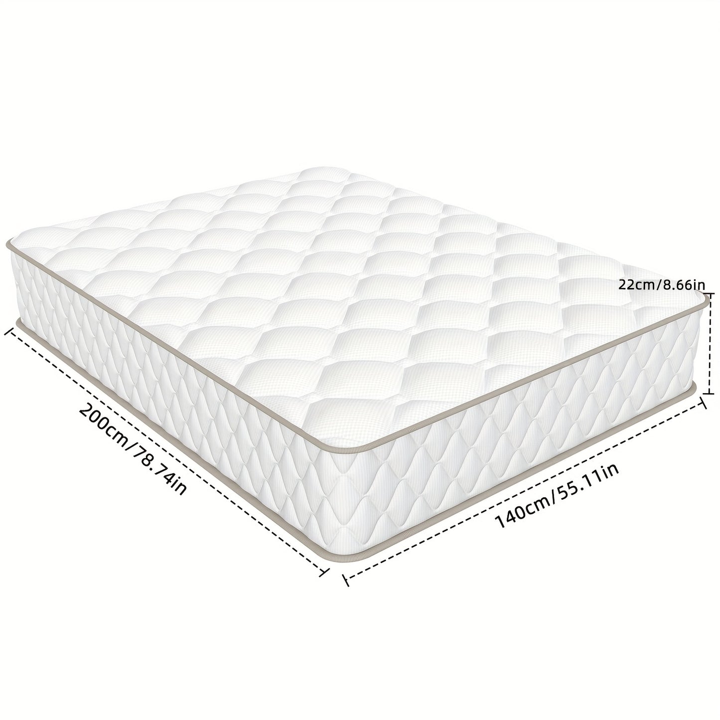 Authmic Mattress 90X200/140X200 Cm, Featuring 7-Zone Pocket Springs, Firmness Level H3, Equipped with Breathable Covers, Height of 22 Cm, a Premium Sleeping Mattress Constructed from Individual Springs And Comfort Foam.