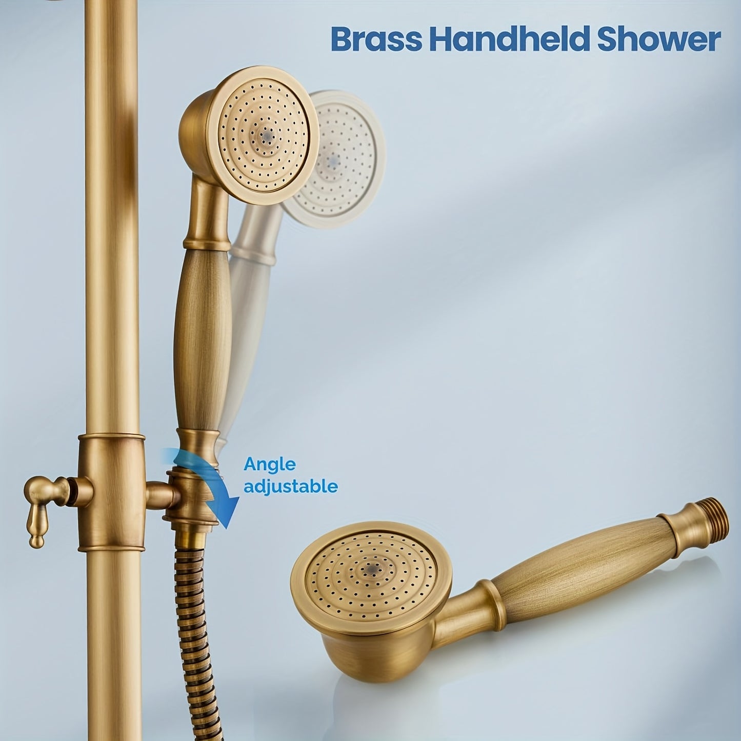 Antieke Regendouche – Messing Doucheset – Handdouche – Douchekop – Douchesysteem – 20,32 cm Regendouchekop – Dual Function Bedieningshendel