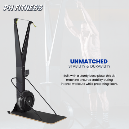 PH Fitness Ski Machine – Air Resistance Full Body Trainer | 10 Adjustable Levels | Compact CrossFit & HIIT Ski Trainer for Home | Ergonomic, Durable & Max 130 kg