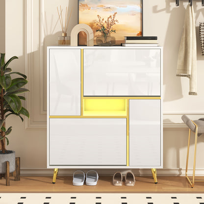Schoenenkast – Schoenenopberger – Schoenrek – Schoenmeubel – Schoenenkast Wit Hoogglans – Ruimtebesparend Design – 80x25x96 cm