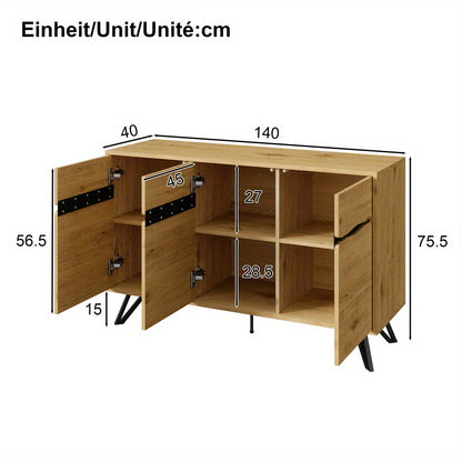 Opbergkast – Opbergmeubel – Kast – Bergkast – Dressoir – Modern – 3 Deuren – Beige – Stevige Poten – Onderhoudsvriendelijk Kunststof