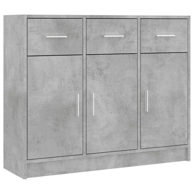 Dressoir – Buffetkast – Opbergkast – Kast – Ladekast – Betonlook Grijs – 3 Deuren Met Slot – 91x28x75 cm Vloermontage