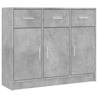 Dressoir – Buffetkast – Opbergkast – Kast – Ladekast – Betonlook Grijs – 3 Deuren Met Slot – 91x28x75 cm Vloermontage