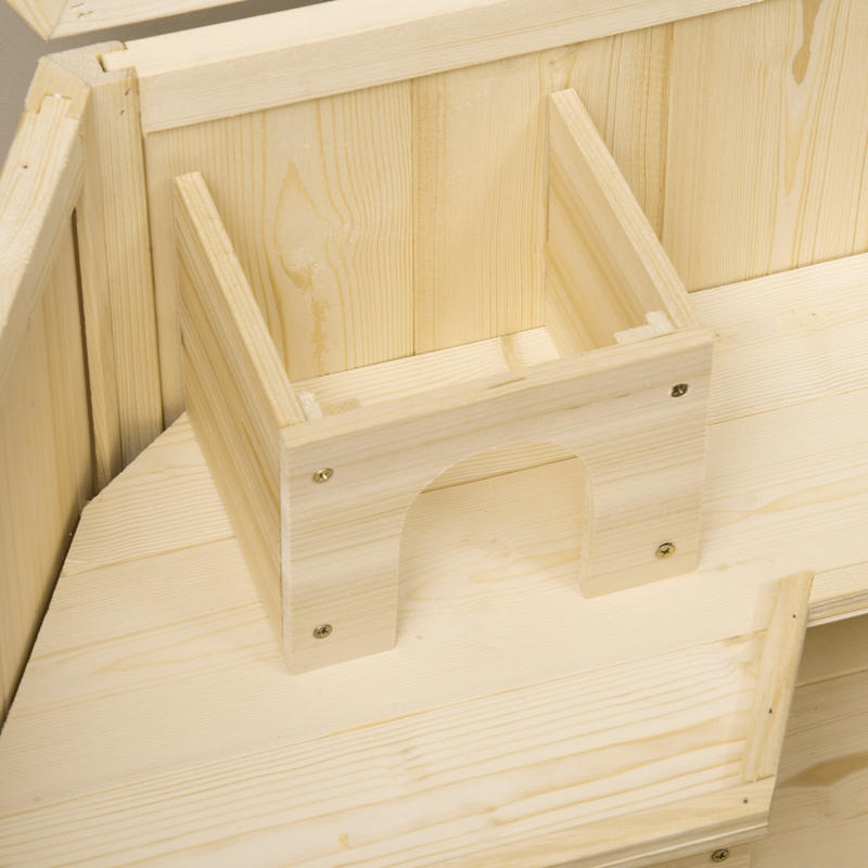 Small Animal Cage, Rodent Cage, Rodent Home with 1 Ramp, 1 Seesaw, Removable Bottom Tray, Made of Fir Wood, Natural, Hamster Cage, Rat Cage, Large Hamster Cage, Guinea Pig Cage, Chinchilla Cage, Bunny Cage, Ferret Cage, Gerbi