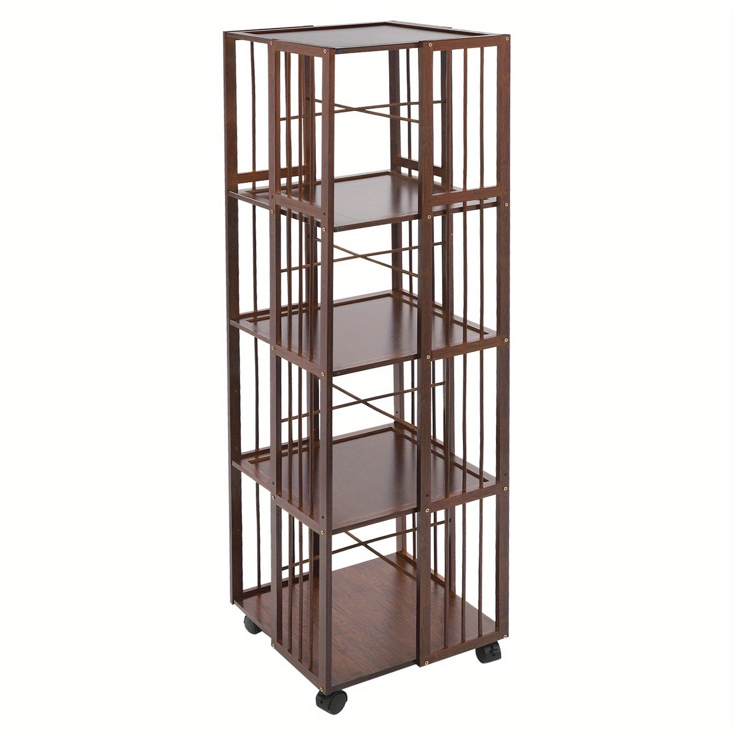 Rotating Bookshelf, 5-Tierd Mobile Bookshelf, Bookshelf with Open Design Shelving, Rotating Shelf, Spacesaving Furniture, Open Shelf, Minimalist Storage, Smooth Rotation, Easy Assembly, Adjustable Shelving, Swivel Bookshelf,