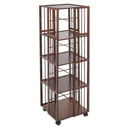 Rotating Bookshelf, 5-Tierd Mobile Bookshelf, Bookshelf with Open Design Shelving, Rotating Shelf, Spacesaving Furniture, Open Shelf, Minimalist Storage, Smooth Rotation, Easy Assembly, Adjustable Shelving, Swivel Bookshelf,