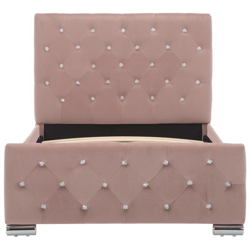 Bedframe 90x200 cm – Bedombouw – Bedbodem – Slaapkamer Meubel – Ledikant – Roze Velvet – Comfortabel Slapen – Eenvoudige Montage