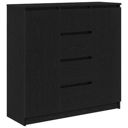 Dressoir – Sideboard – Opbergkast – Ladekast – Commode – Zwart Eiken – MDF Chipboard – Praktisch Met Lades 100,5x35x98,5 cm