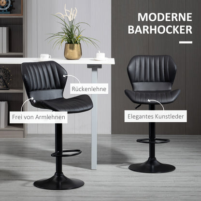 Barkruk – Barstoel – Keukenstoel – Statafelkruk – Barstoelen – Verstelbaar 90-110 cm – 360° Draaibaar Met Imitatieleer Rugleuning