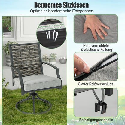 Balkonset – Tuinset – Bistroset – Loungeset – Zitgroep – 2 Draaibare Stoelen – Weerbestendig PE-Rattan