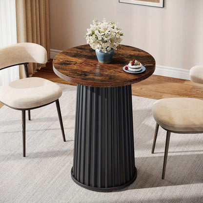 Ronde Eettafel – Kleine Keukentafel – Bistrotafel – Eettafel Voor 2 Personen – Compacte Tafel – Massief Houten Blad – Metalen Onderstel – Diameter 60 cm – Krasbestendig & Makkelijk Te Reinigen