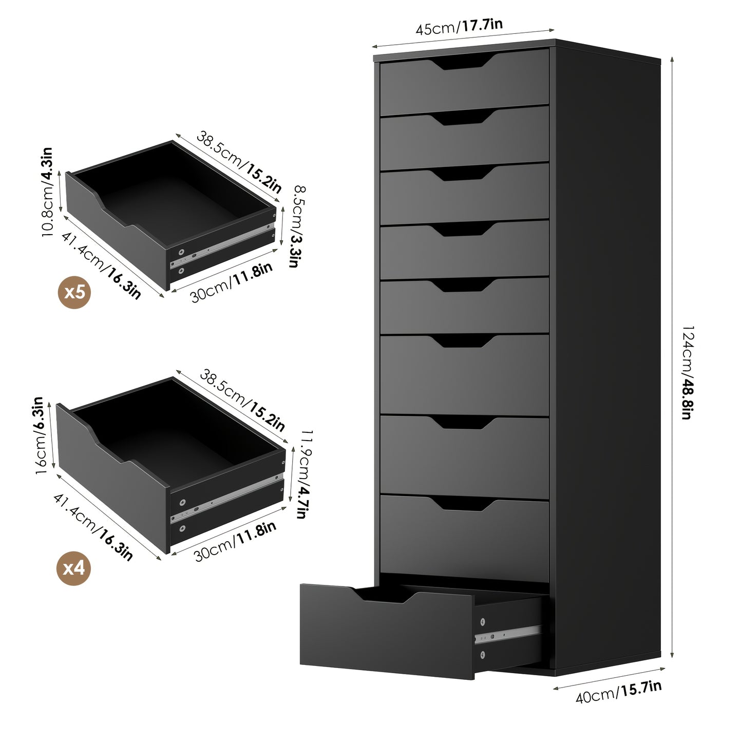 Witte Ladekast – Kommode – Dressoir – Opbergkast – Bureaukast – 6 Ruime Lades – Gouden Handgrepen – Duurzaam Massief Hout – 3.2 Cu Ft Opbergruimte