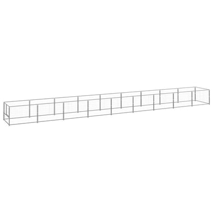 Hondenkennel 9 square meter staal zilverkleurig