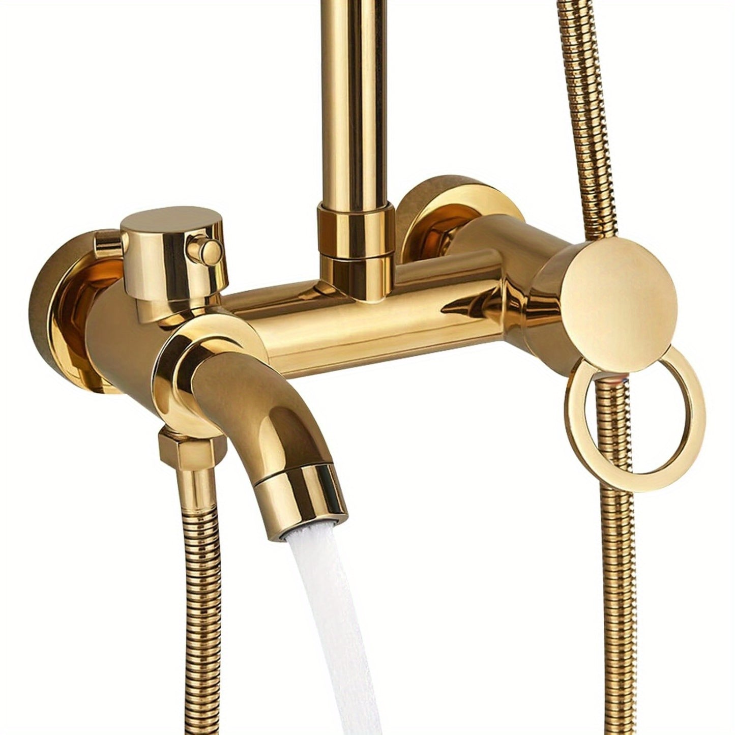 Doucheset – Douchekraan – Douchekop – Douchearm – Wandgemonteerd – Geborsteld Messing – Instelbare Hoogte 80-120 cm
