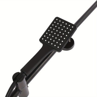 TOOL1SHOOO Hot & Cold Water Shower Set In Black Brass - Air Boost Technology, Height Adjustable Wall Mount Design, 2 Spout Modes