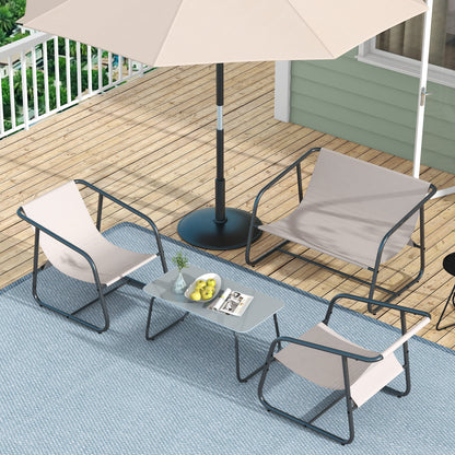 Tuinmeubelset 4-Delig – Balkonset – Terrasmeubilair – Buitenmeubels – Loungeset – Crèmewit – Weerbestendig Mesh – Gepoedercoat Stalen Frame