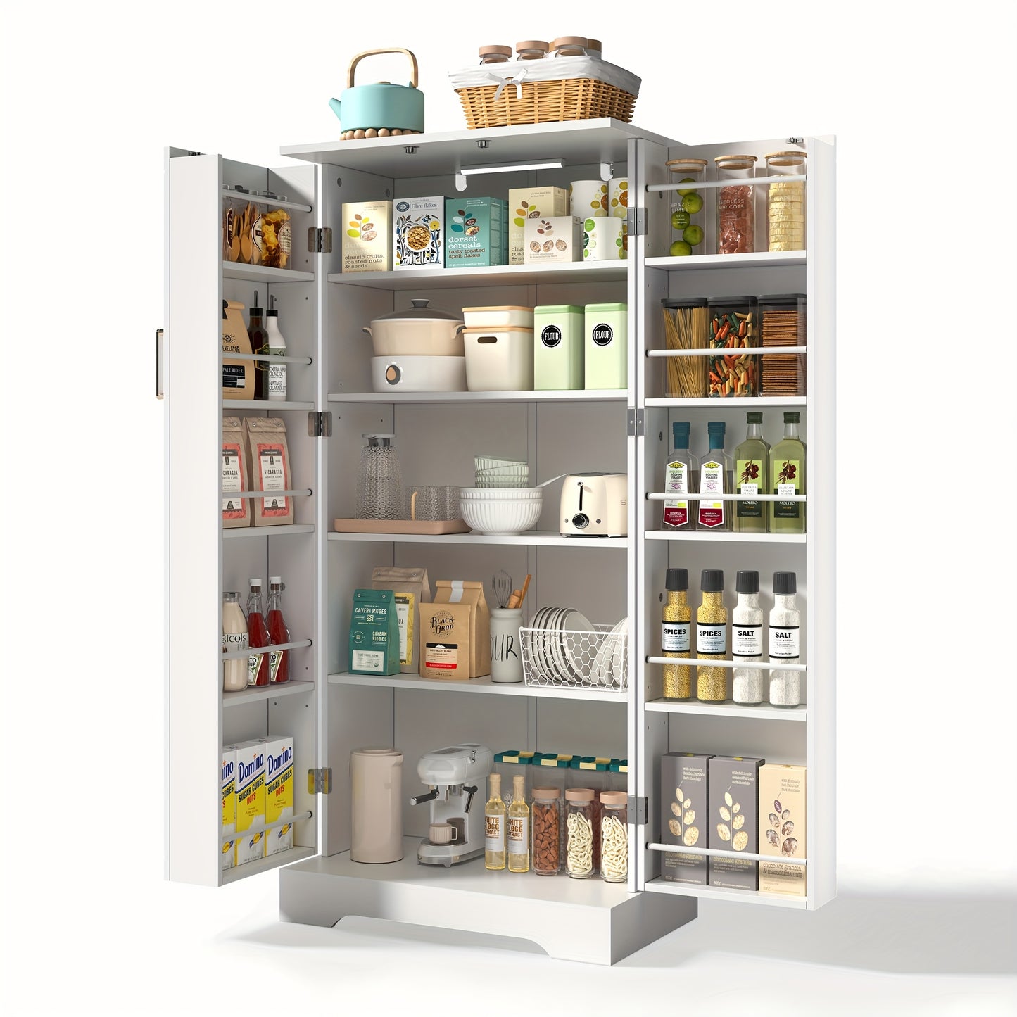 Keukenkast – Keukenrek – Opbergkast – Buffetkast – Wandkast – Wit – Verstelbare Planken – Dubbele Deuren