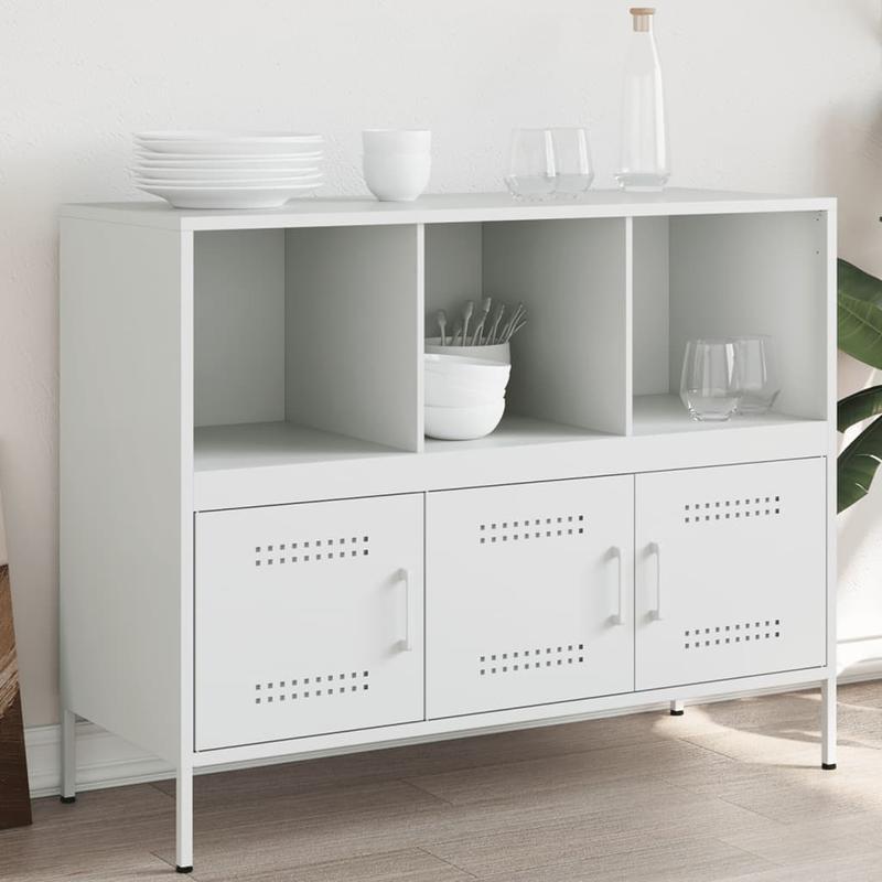 Sideboard 100.5x39x79cm white steel Practical and removable