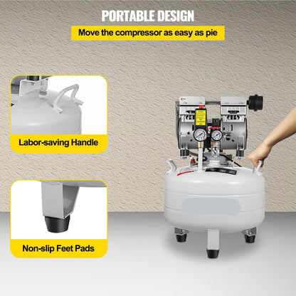 Luchtcompressor – Olievrij – Stil – Compact – Draagbaar – 30 Liter Tank – 850W Krachtige Motor - QUORE