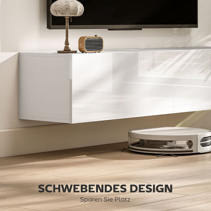 Tv-kast – Tv-meubel – TV-standaard – Mediameubel – Wit – Geschikt voor 75 inch – 3 Open Vakken en 3 Lades – Spaanplaat