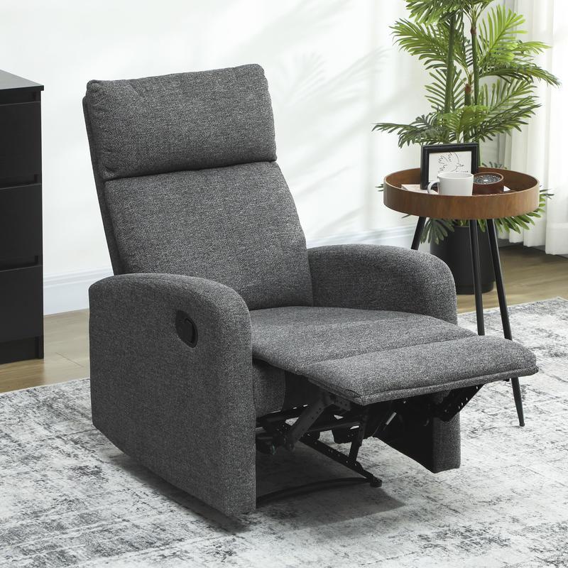 Relaxstoel – Fauteuil – Loungestoel – Draaifauteuil – Schommelstoel – Verstelbaar 90°-180° – Ergonomisch Met Houten Frame & Grijze Stof
