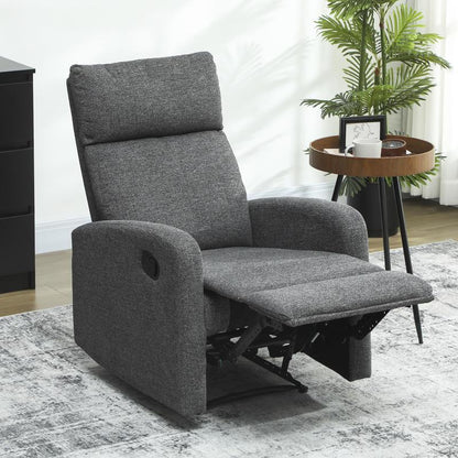 Relaxstoel – Fauteuil – Loungestoel – Draaifauteuil – Schommelstoel – Verstelbaar 90°-180° – Ergonomisch Met Houten Frame & Grijze Stof
