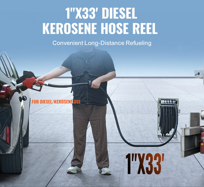Brandstofslanghaspel – Brandstofslang – Dieselhaspel – Tankslang – Slanghaspel – 10 Meter Lange Slang – Automatische Intrekfunctie