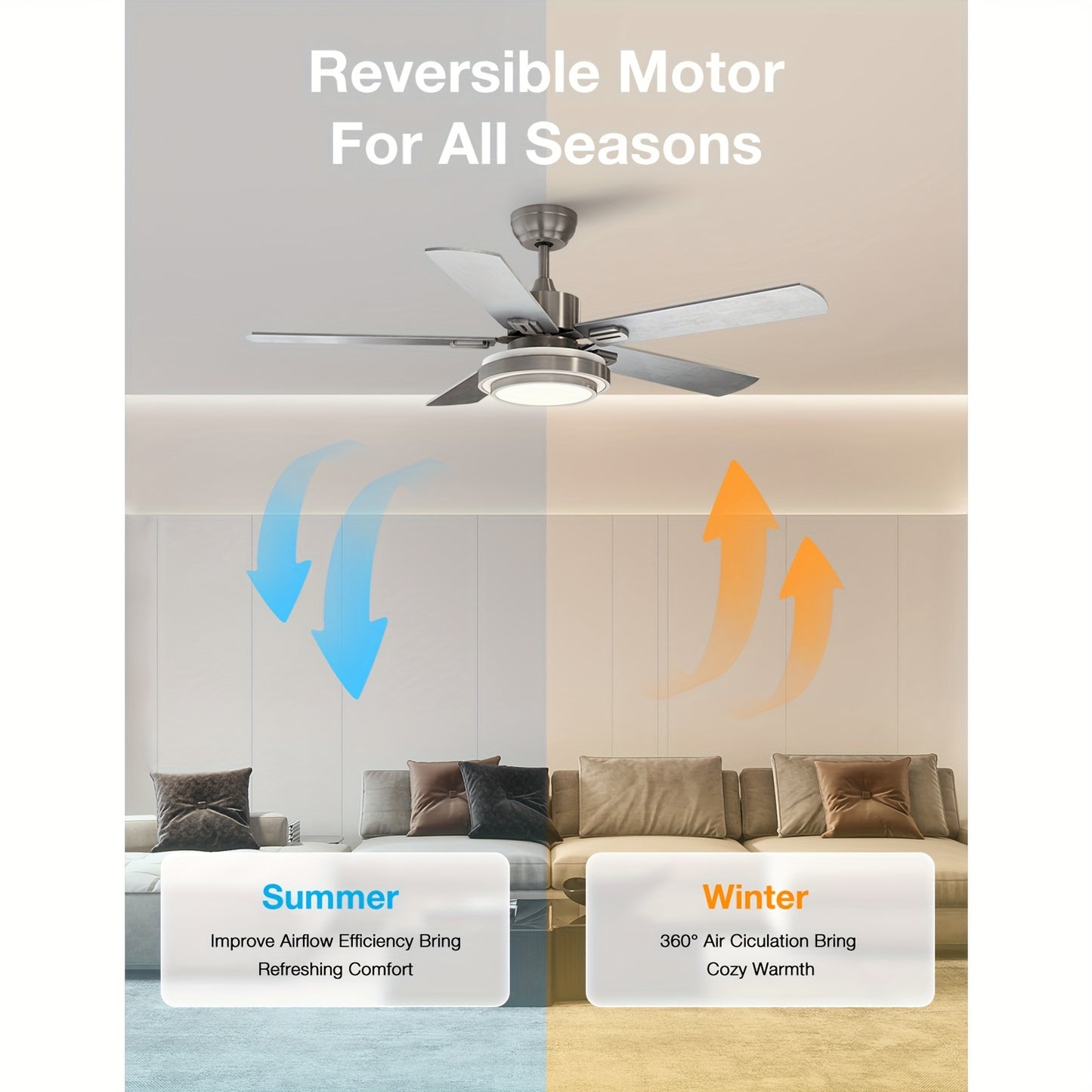 Plafondventilator – Ventilator – Plafondventilator Met Licht – Sfeerlicht – Verstelbare Ventilator – Zwarte 52 Inch – 3 Kleurtemperaturen – 6 Snelheden En Omkeerbare DC Motor
