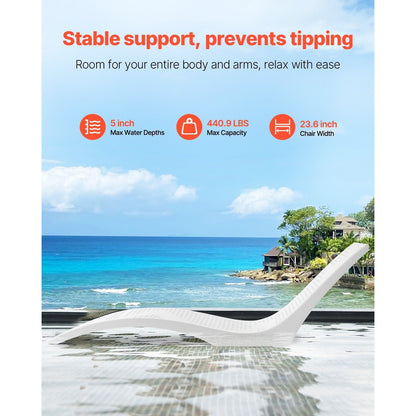 Lounge Chair – Ligstoel – Chaise Lounge – Zwemstoel – In-Pool Ligstoel – Ergonomisch S-Vorm Ontwerp – Duurzaam PE Materiaal