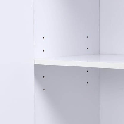BTM Compact Wardrobe Hall Cabinet in White with Adjustable Shelves, Soft-Close Hinges, Hook Rail, Arched Doors, and Gold Metal Legs, Modern Hall Furniture 80×175.5×35 cm